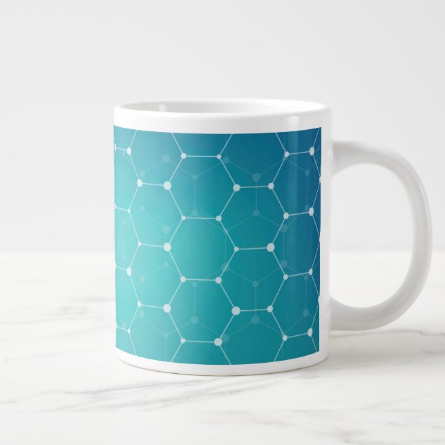 Blå Teal DNA Mönster Jumbo Mugg (Höger)