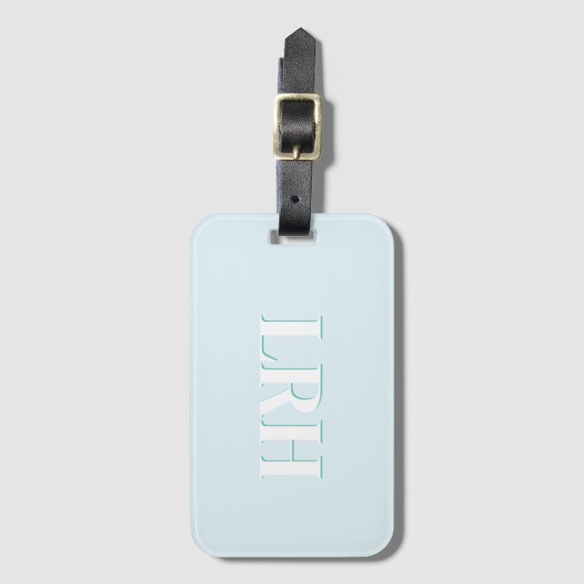 Blå Teal Dubbelskikt Enkel Initial Monogram Bagagebricka (Framsida vertikal)
