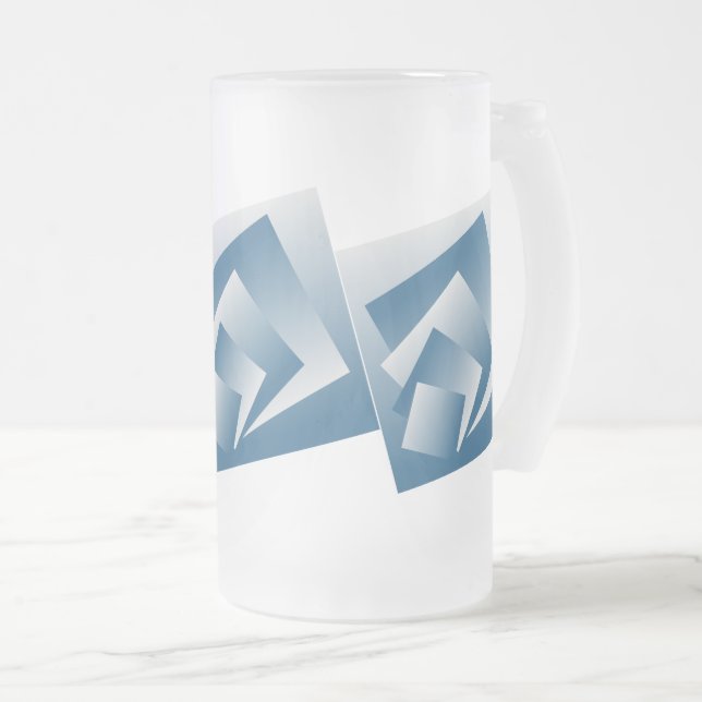 Blå Teal-geometri Frostat Ölglas (Framsida höger)
