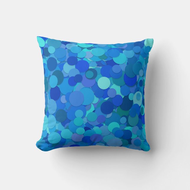 Blå Teal Glitterpaljett Kudde (Framsida)
