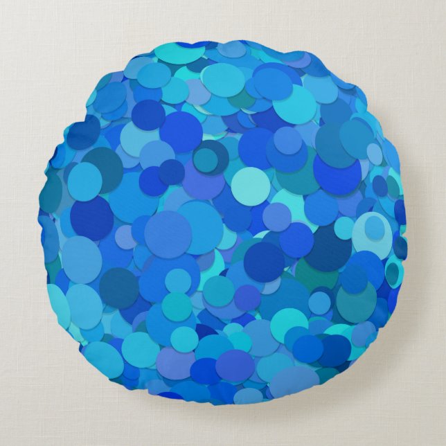 Blå Teal Glitterpaljett Rund Kudde (Framsidan)