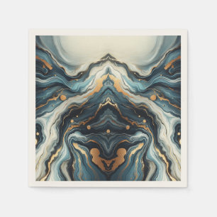 Blå Teal Guld Agat Modern Glam Elegant Bröllop Pappersservett