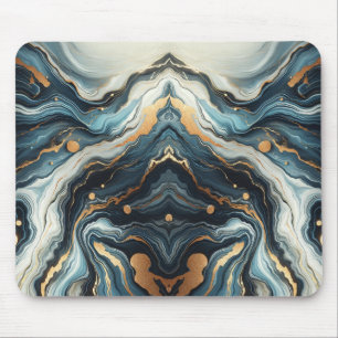 Blå Teal Guld Agat Modern Glam Elegant Strandig Musmatta