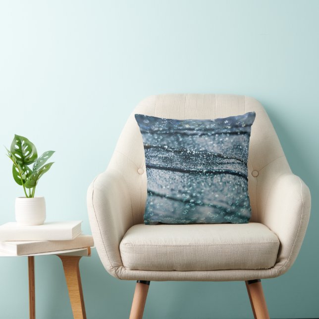 Blå Teal Oceanisk Glitter Glam 1 Kudde (Stol)