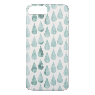 Blå/Teal Watercolor Stor RainDrop Mönster