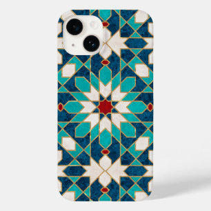 Blå Teal White Red Marble Moroccan Mosaic