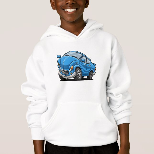 Blå Tecknad Bil T Shirt (Framsida)