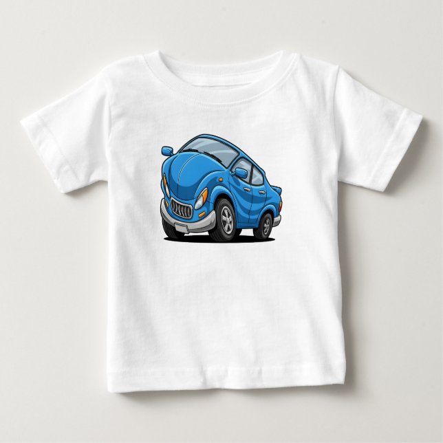 Blå Tecknad Bil T Shirt (Framsida)