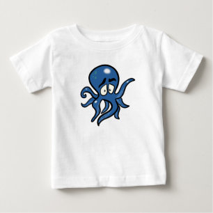 Blå Tecknad, bläckfisk T Shirt