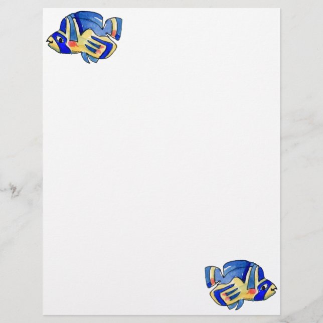 Blå Tecknad Butterfly Fish (Framsida)