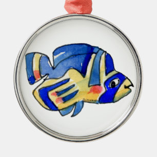 Blå Tecknad Butterfly Fish Julgransprydnad Metall