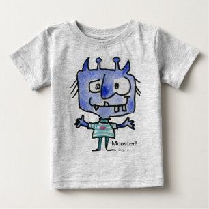 Blå Tecknad Monster #22 Baby T Shirt