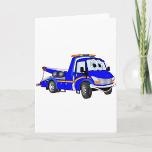 Blå Tecknad Tow Lastbil Kort