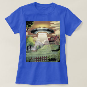 Blå Tecknad UFO Kvinnors T-Shirt