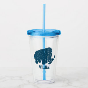 Blå Tecknad Ullhårig Mammut Personlig Take Away Mugg