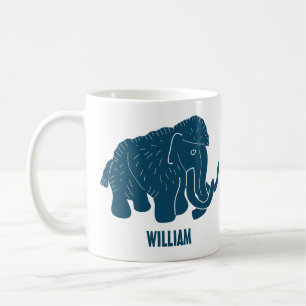Blå Tecknad Wooly Mammoth Personlig Kaffemugg