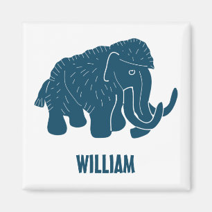 Blå Tecknad Wooly Mammoth Personlig Magnet