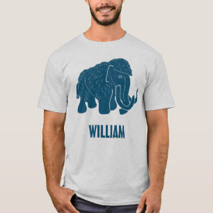 Blå Tecknad Wooly Mammoth Personlig T Shirt
