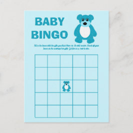Blå Teddybjörn Baby Shower Bingo Spelkort Meddelande Vykort