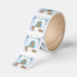 Blå Teddybjörn Bebis Shower  Fyrkantigt Klistermärke