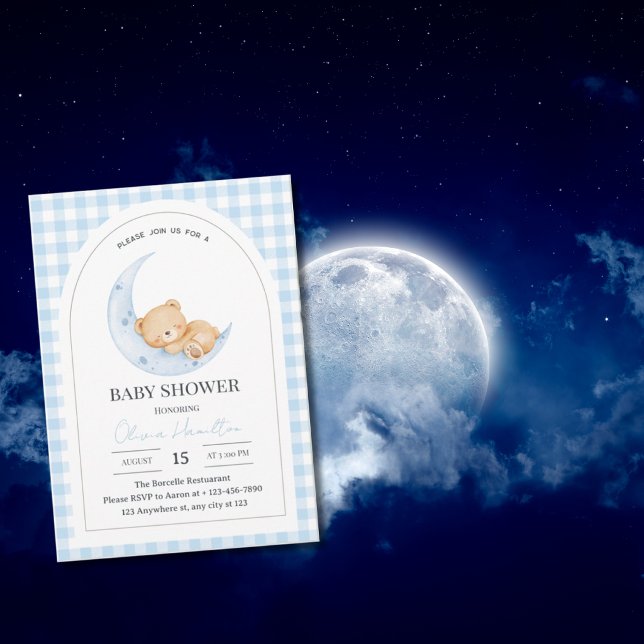 Blå Teddybjörn Bebis Shower Inbjudningar (Skapare uppladdad)