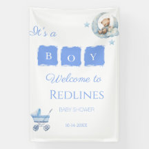 Blå teddybjörn Det är en pojke Baby Shower