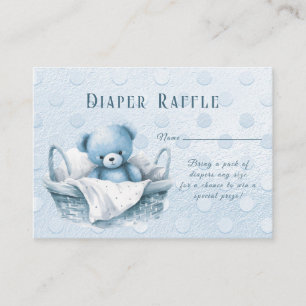 Blå Teddybjörn i korg Baby Shower Tilläggskort