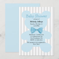 Blå teddybjörn med fluga Baby Shower