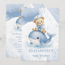 Blå Teddybjörn På Val Pojke Baby Shower