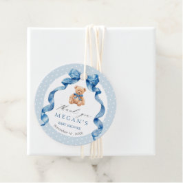 Blå Teddybjörn Pojke Baby Shower Gåvor Etiketter