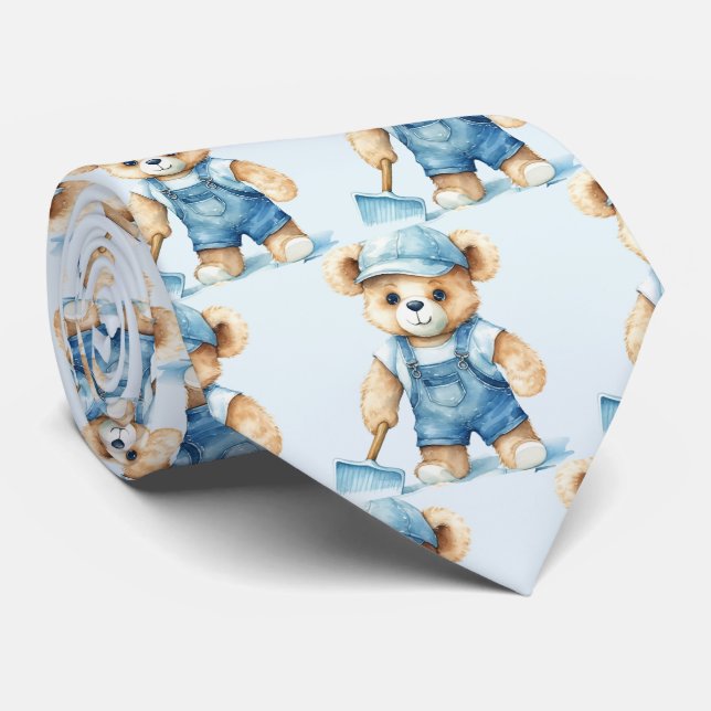 Blå Teddybjörn  Slips (Rullad)