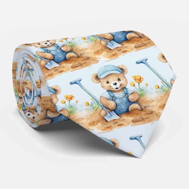 Blå Teddybjörn  Slips (Rullad)