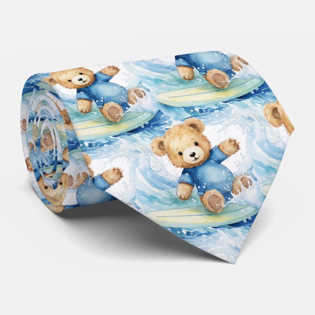 Blå Teddybjörn som Surfar Slips (Rullad)