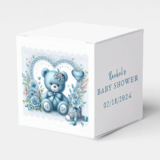 Blå Teddybjörn Spets och Blommor 1 - Barnkalas Presentaskar