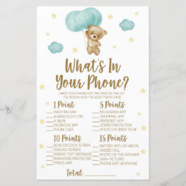 Blå Teddybjörn Vad Finns I Telefonen Baby Shower L