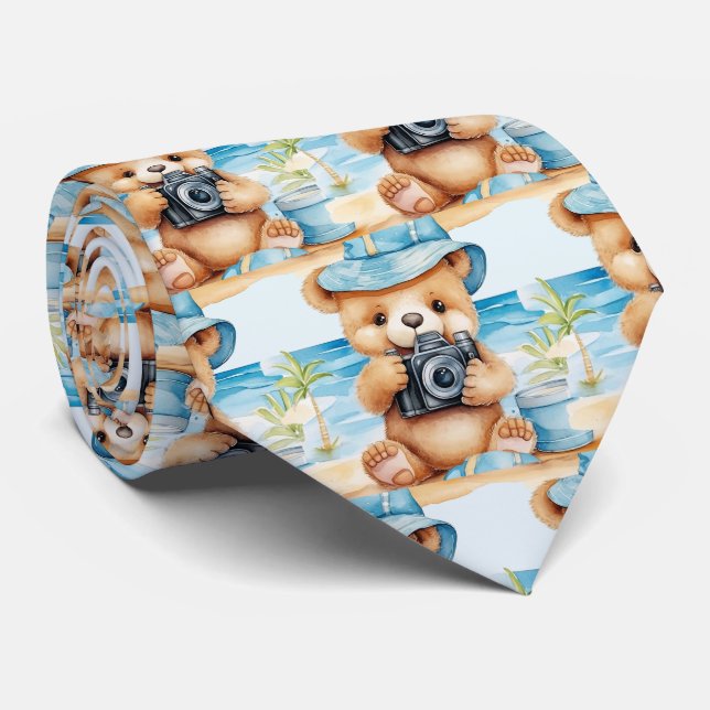 Blå Teddybjörnslip Slips (Rullad)