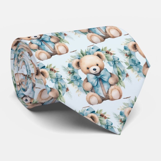 Blå Teddybjörnslip Slips (Rullad)
