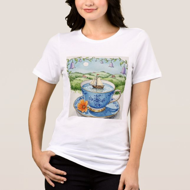 Blå tekopp och fat t shirt (Framsida)