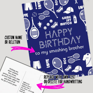 Blå Tennis 🎾 Grattis på födelsedagen Postkort Vykort