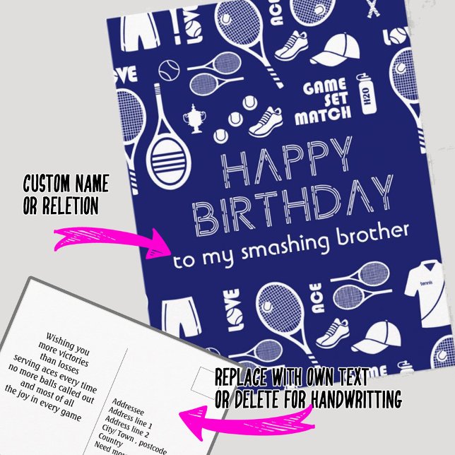 Blå Tennis 🎾  Grattis på födelsedagen Postkort Vykort (Skapare uppladdad)