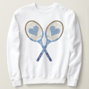 Blå tennisracketar med hearts sötskjorta t shirt
