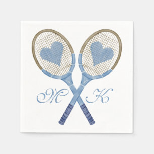 Blå tennisracketar med Pappra hearter Pappersservett