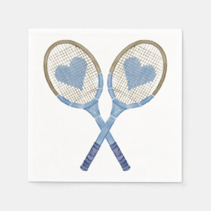 Blå tennisracketar med Pappra hearter Pappersservett