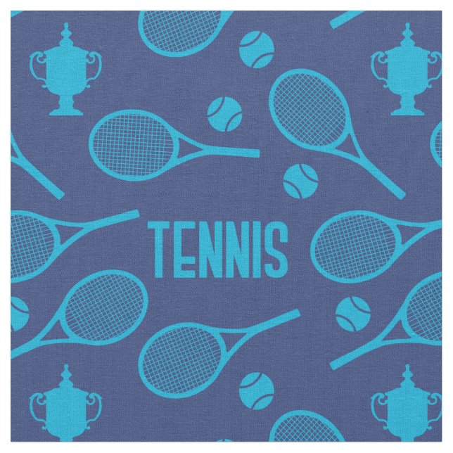 Blå tennisrackets på marinen - anpassade! tyg (Närbild)