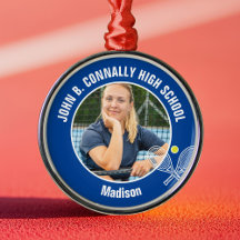 Blå tennisspelarfoto julpresent