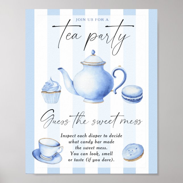 Blå teparty - gissa den söta röra poster (Framsidan)