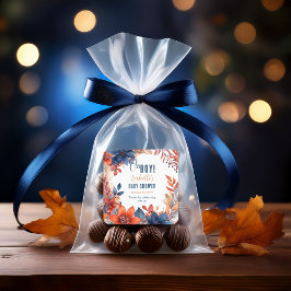 Blå | Terracotta Oh Boy Fall Blommigt Baby Shower Fyrkantigt Klistermärke