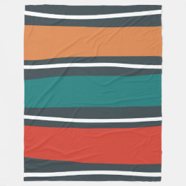 Blå terracotta röd vit retro vågar fleecefilt