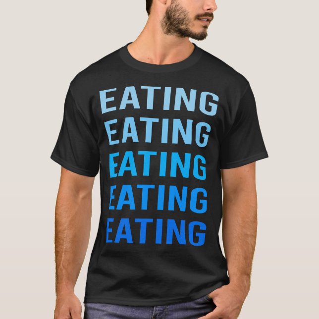 Blå Text Ätande T Shirt (Framsida)
