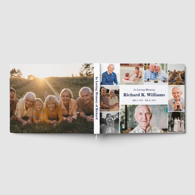 Blå text Gräns i 10 foton som firar livet Gästböcker (Full)